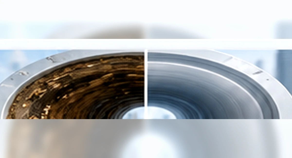 Before and after pipe drain cleaning result