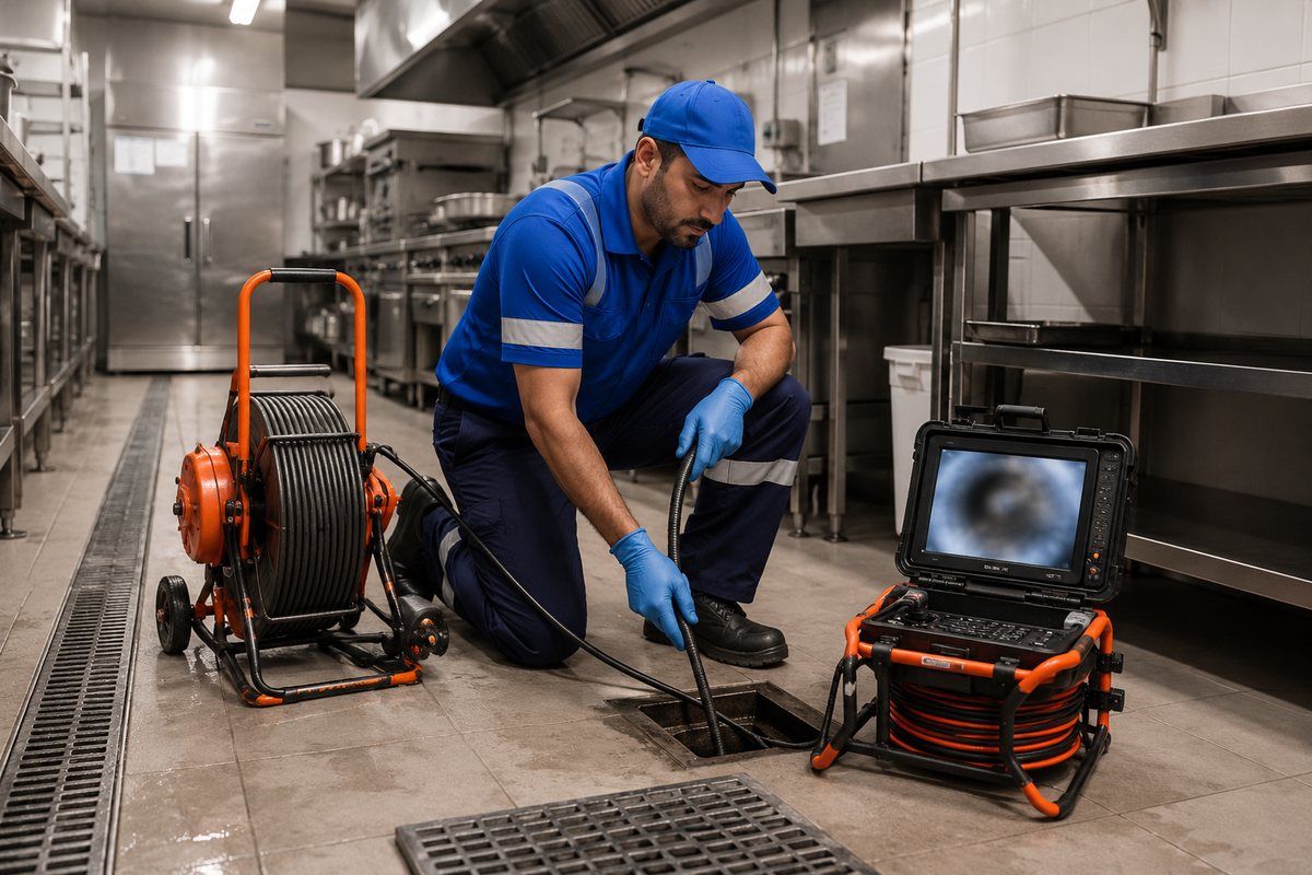 CCTV drain inspection and hydro jetting for emergency drain cleaning in Dubai