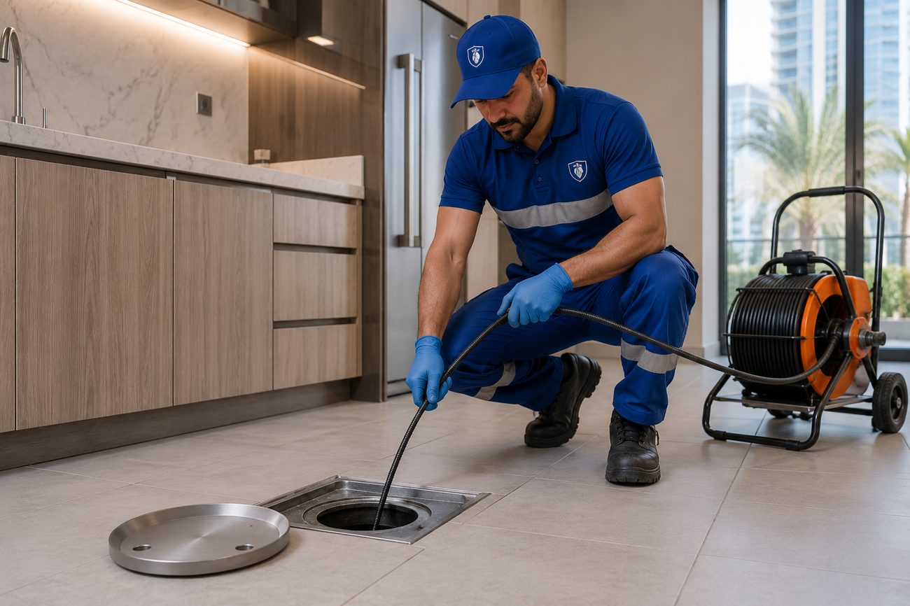 Drain cleanout access point used for blocked drain cleaning in Dubai