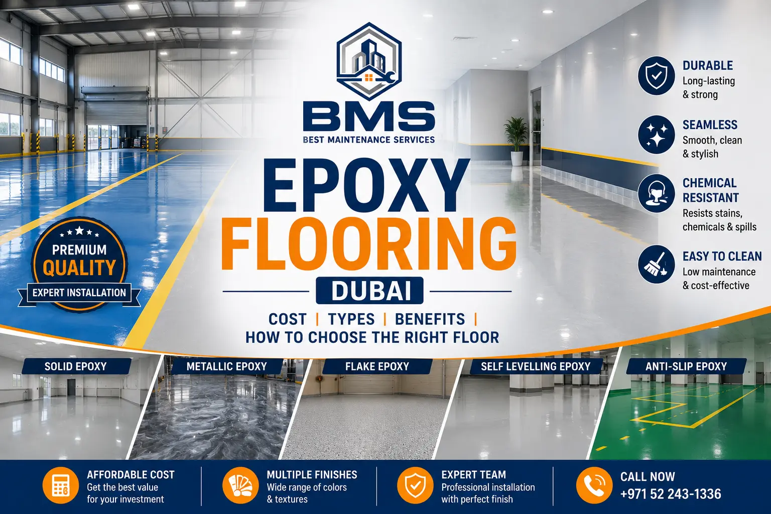Epoxy Flooring Dubai: Cost, Types, Benefits & How to Choose the Right Floor Professional epoxy flooring installation in Dubai showcasing durable, seamless, chemical-resistant epoxy floors for warehouses, garages, commercial spaces, and industrial properties.
