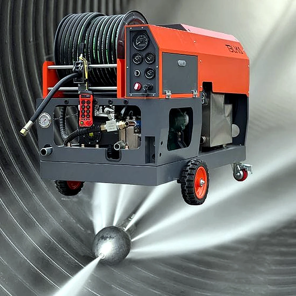 Professional hydro jetting machine used for high-pressure drain and sewer line cleaning