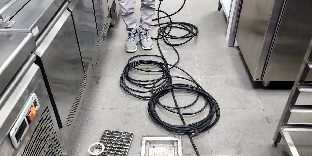 BMS drain cleaning site work before selecting hydro jetting or cable cleaning method