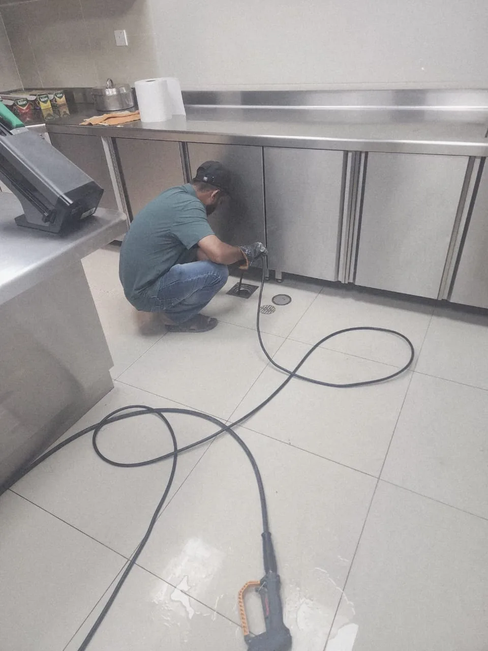 Commercial-kitchen drain inspection
